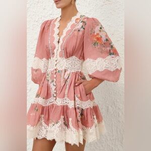 Zimmermann Everley my Lace Trim Mini Dress Sz 1